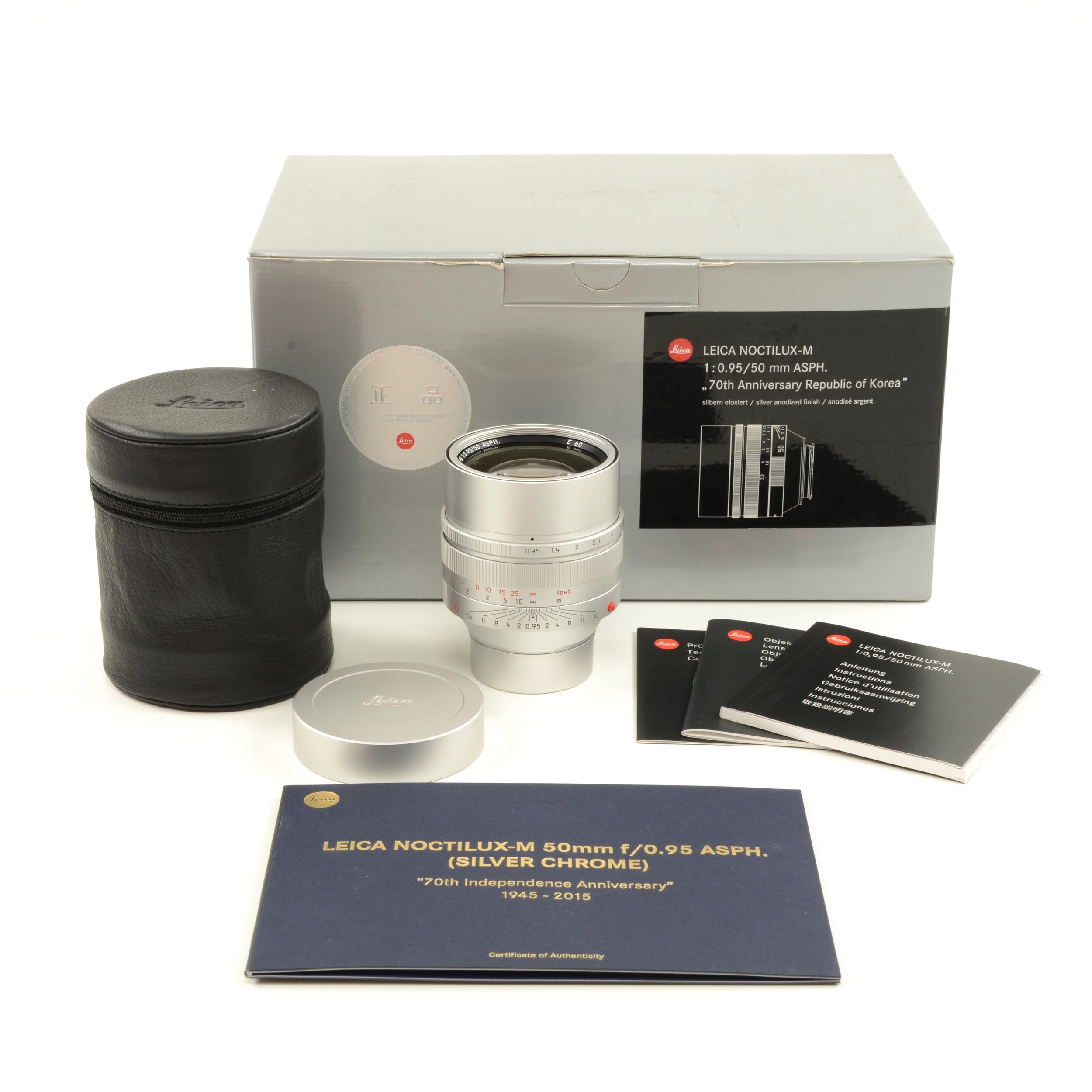 Leica 35mm f1.4 Summilux-M ASPH FLE + 50mm f0.95 Noctilux-M Silver Set "70th Anniversary Republic of Korea" + Box