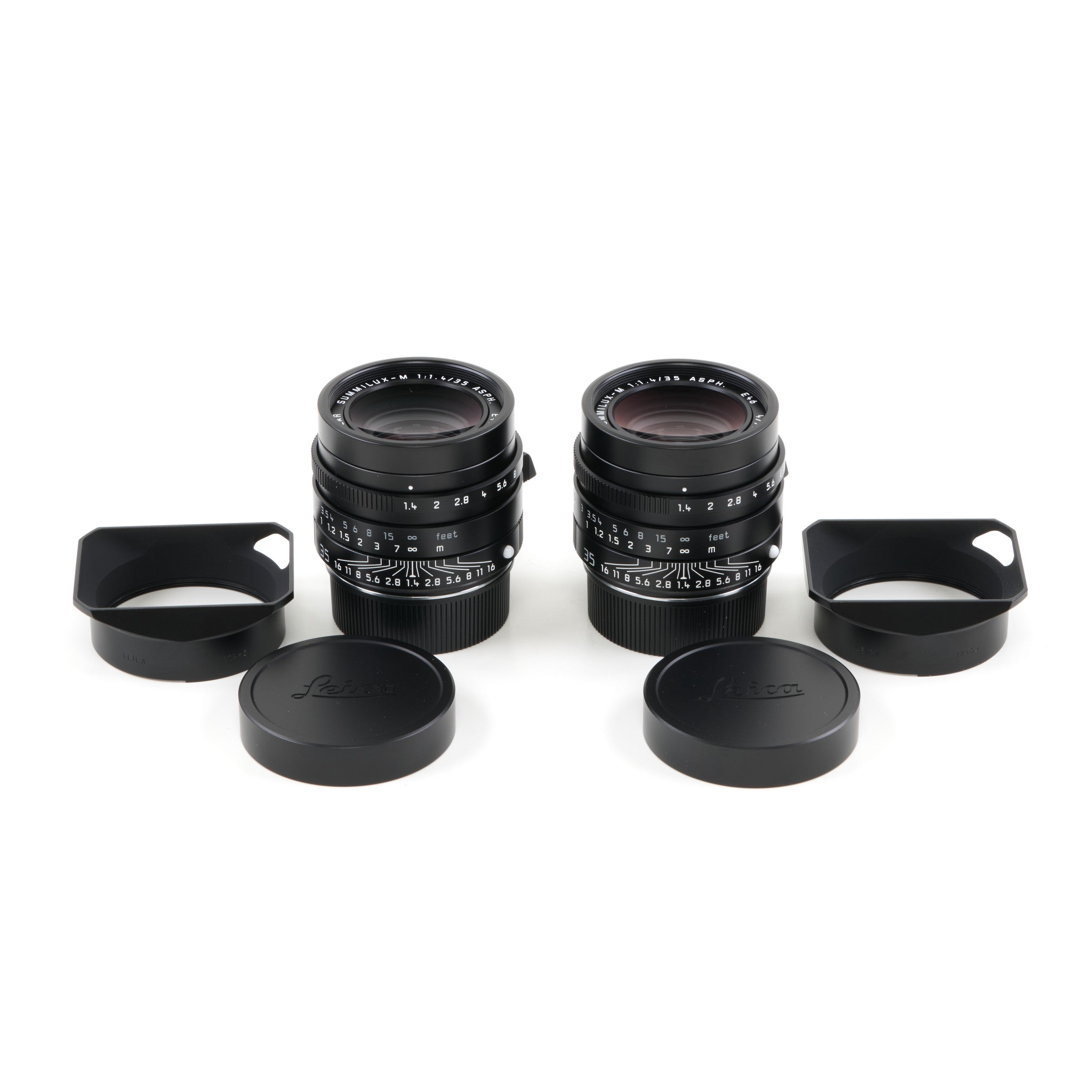 2x Leica 35mm f1.4 Summilux-M ASPH Black FLE "Leitz Wetzlar" + Box Consecutive Numbers
