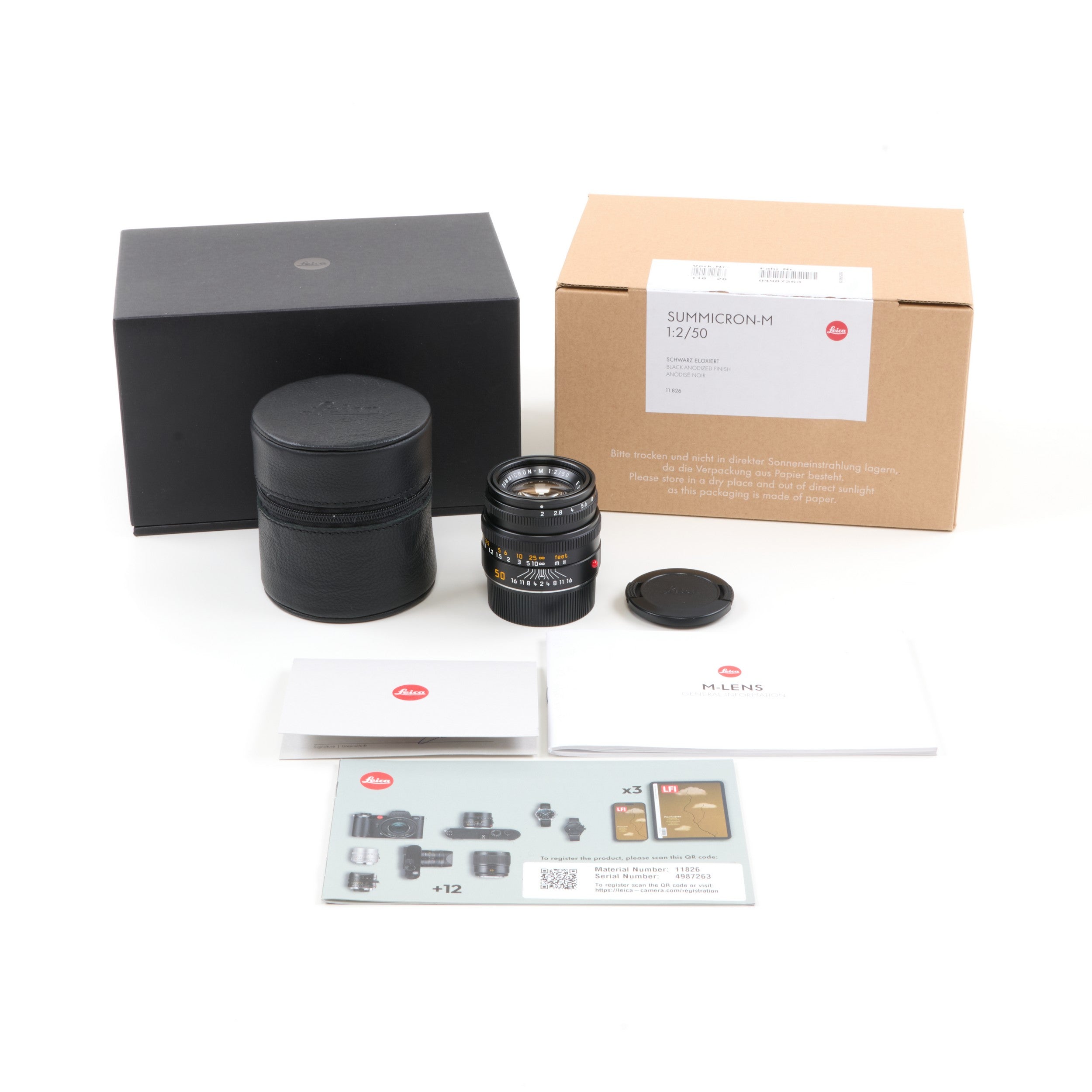 Leica 50mm f2 Summicron-M Black 6-Bit + Box