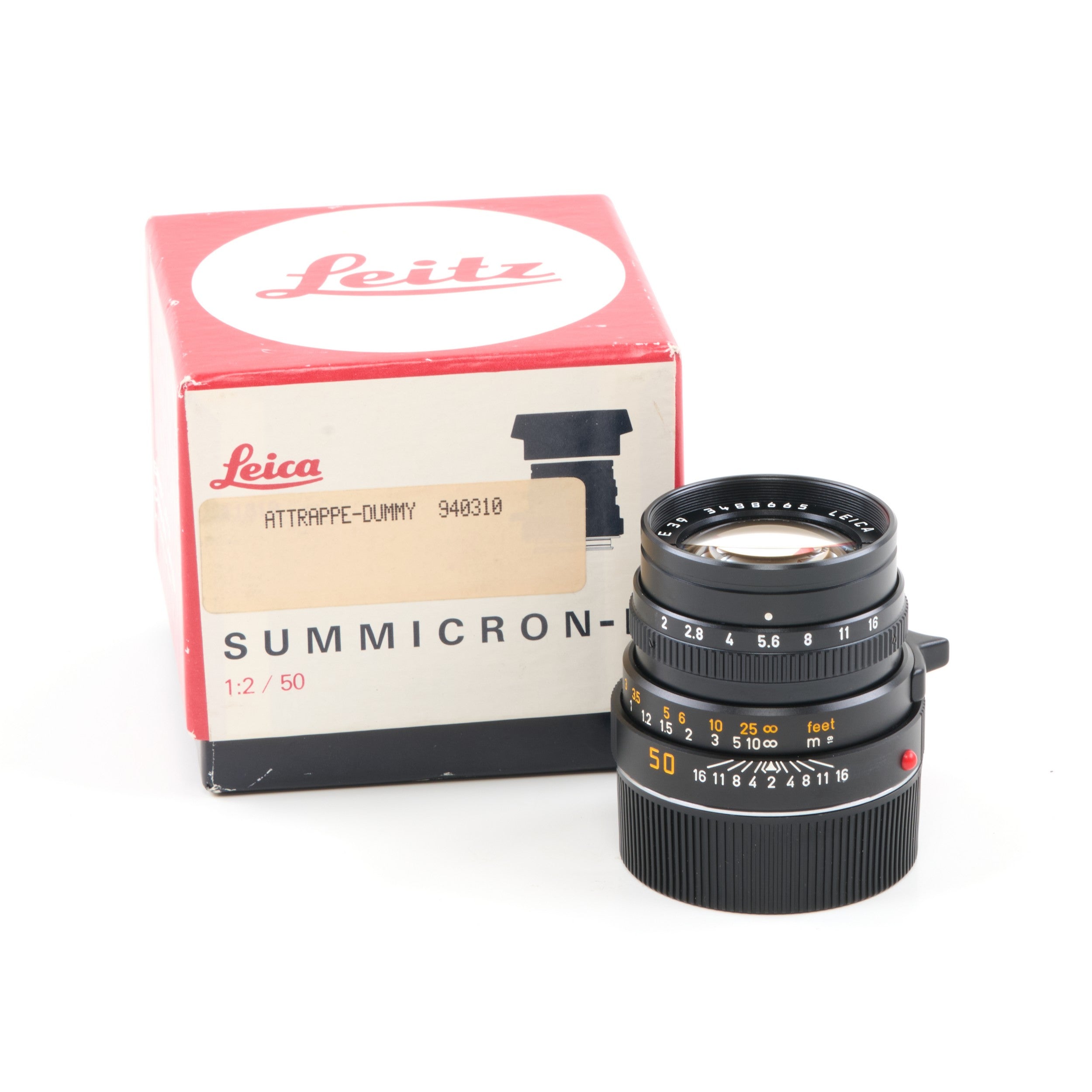 Leica 50mm f2 Summicron-M Dummy / Display Lens + Box