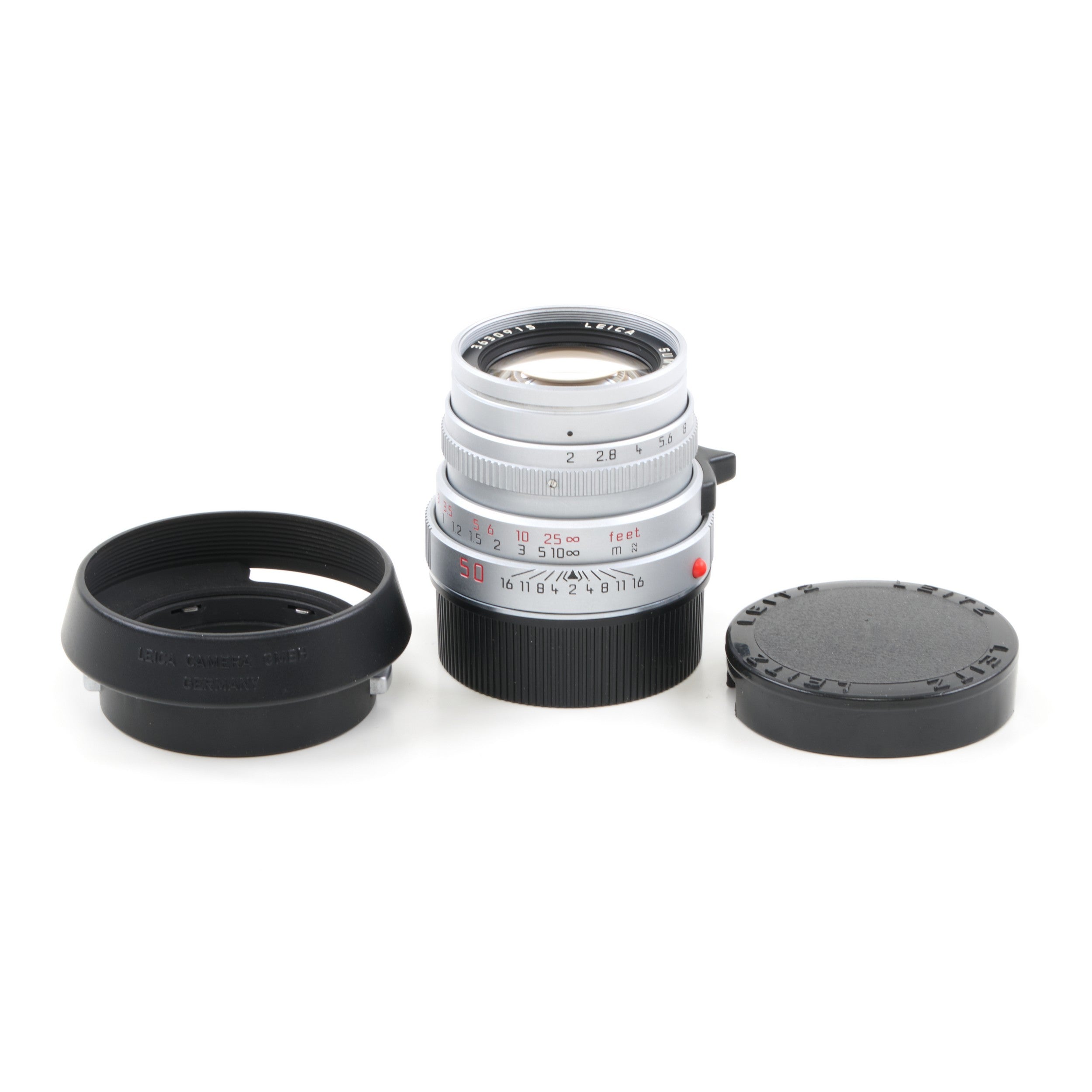 Leica 50mm f2 Summicron-M Silver 6-Bit + Hood