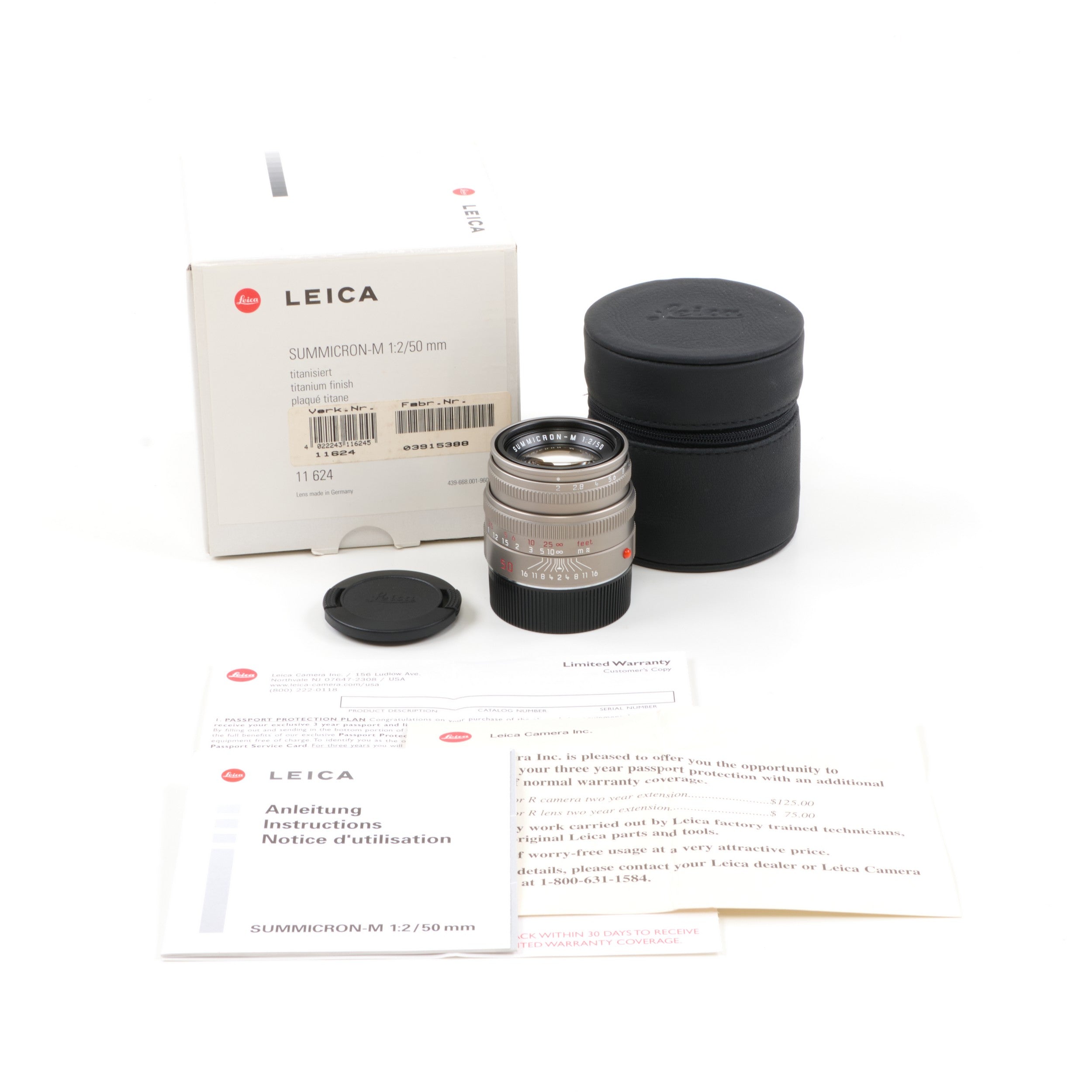 Leica 50mm f2 Summicron-M Titanium + Box