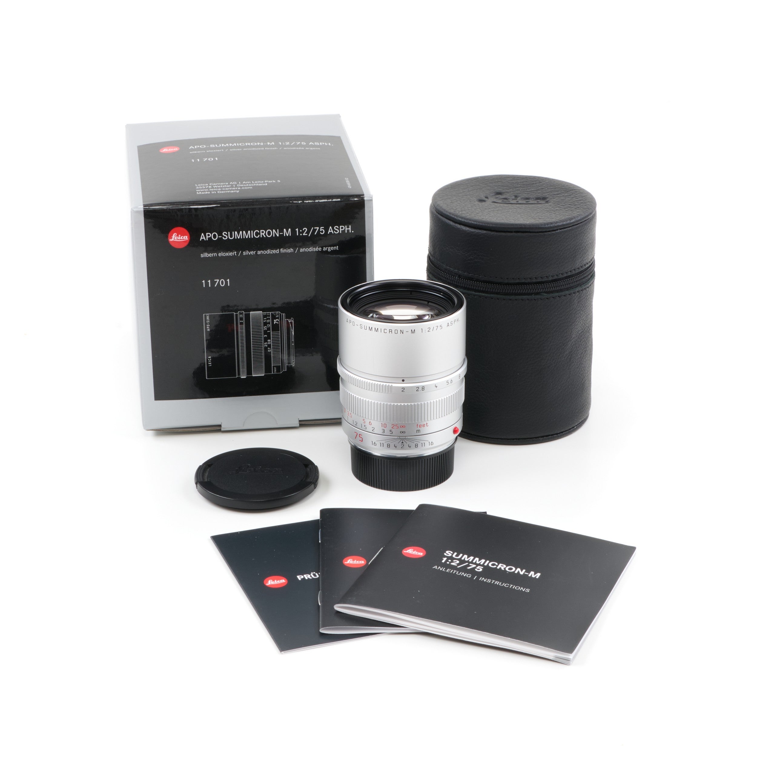 Leica 75mm f2 APO-Summicron-M ASPH Silver + Box