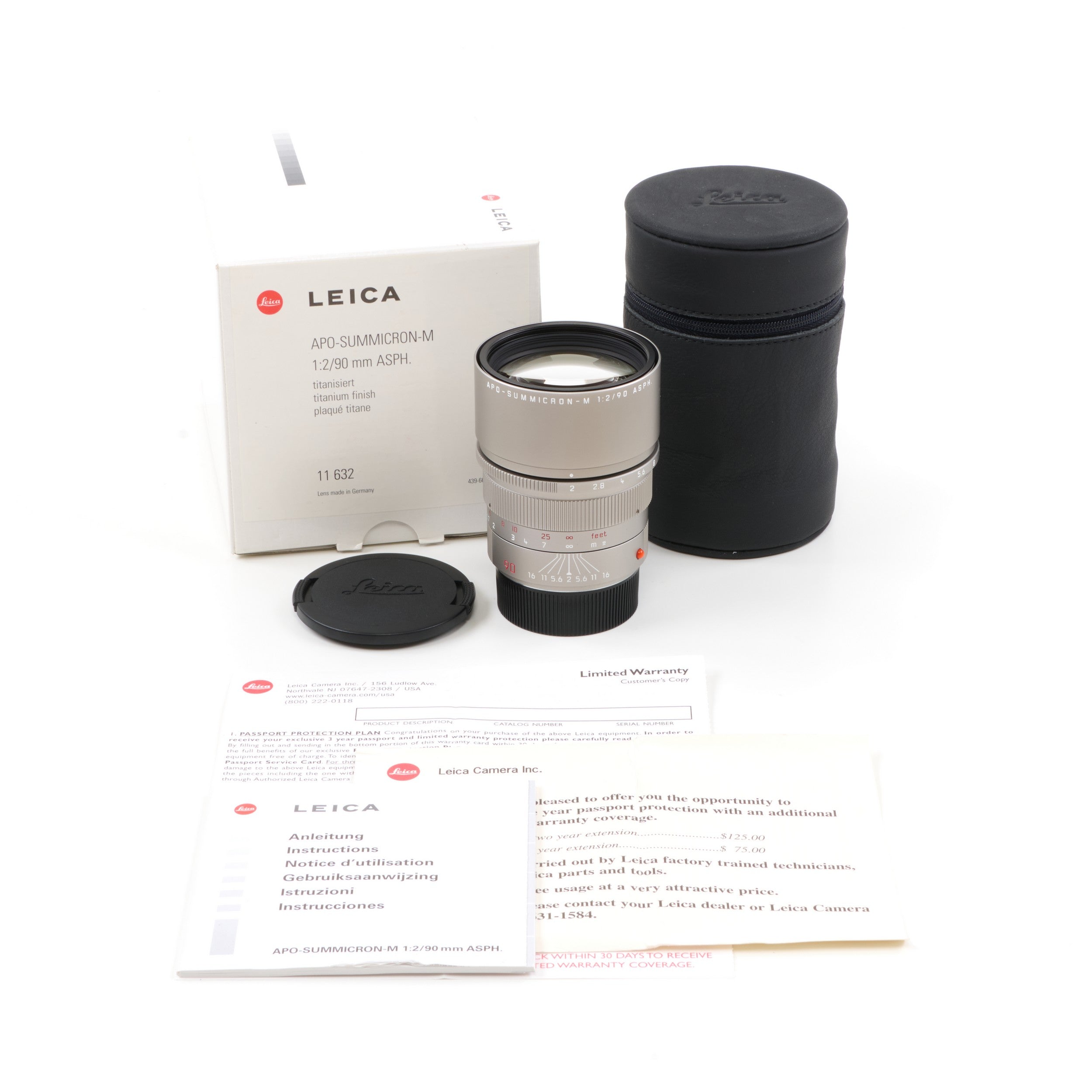 Leica 90mm f2 APO-Summicron-M ASPH Titanium + Box