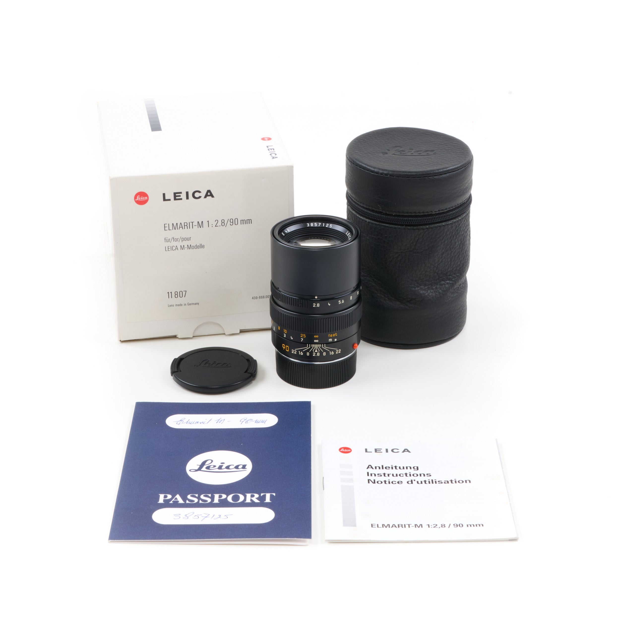 Leica 90mm f2.8 Elmarit-M Black + Box