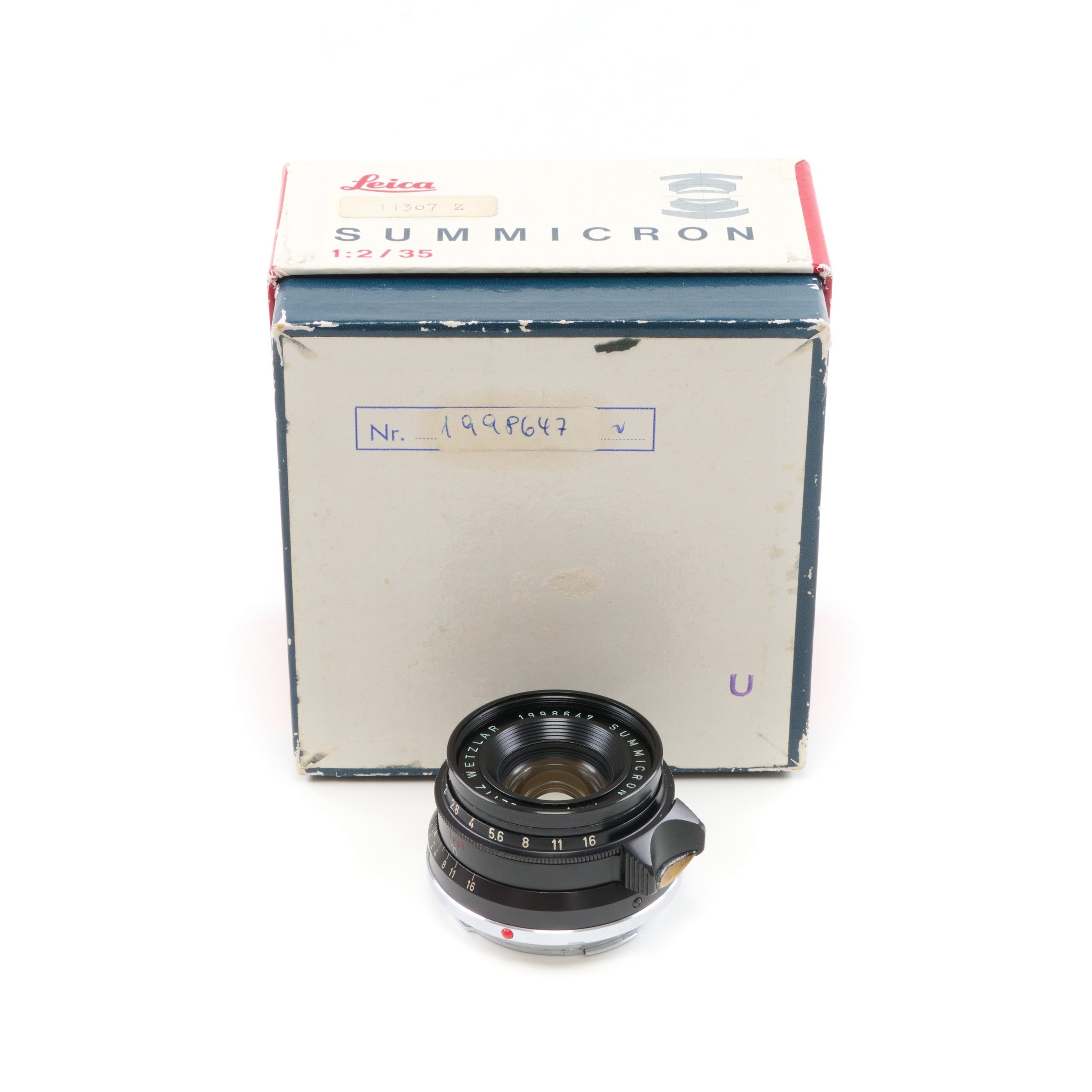 Leitz 35mm f2 Summicron 8 Element Black Paint + Box