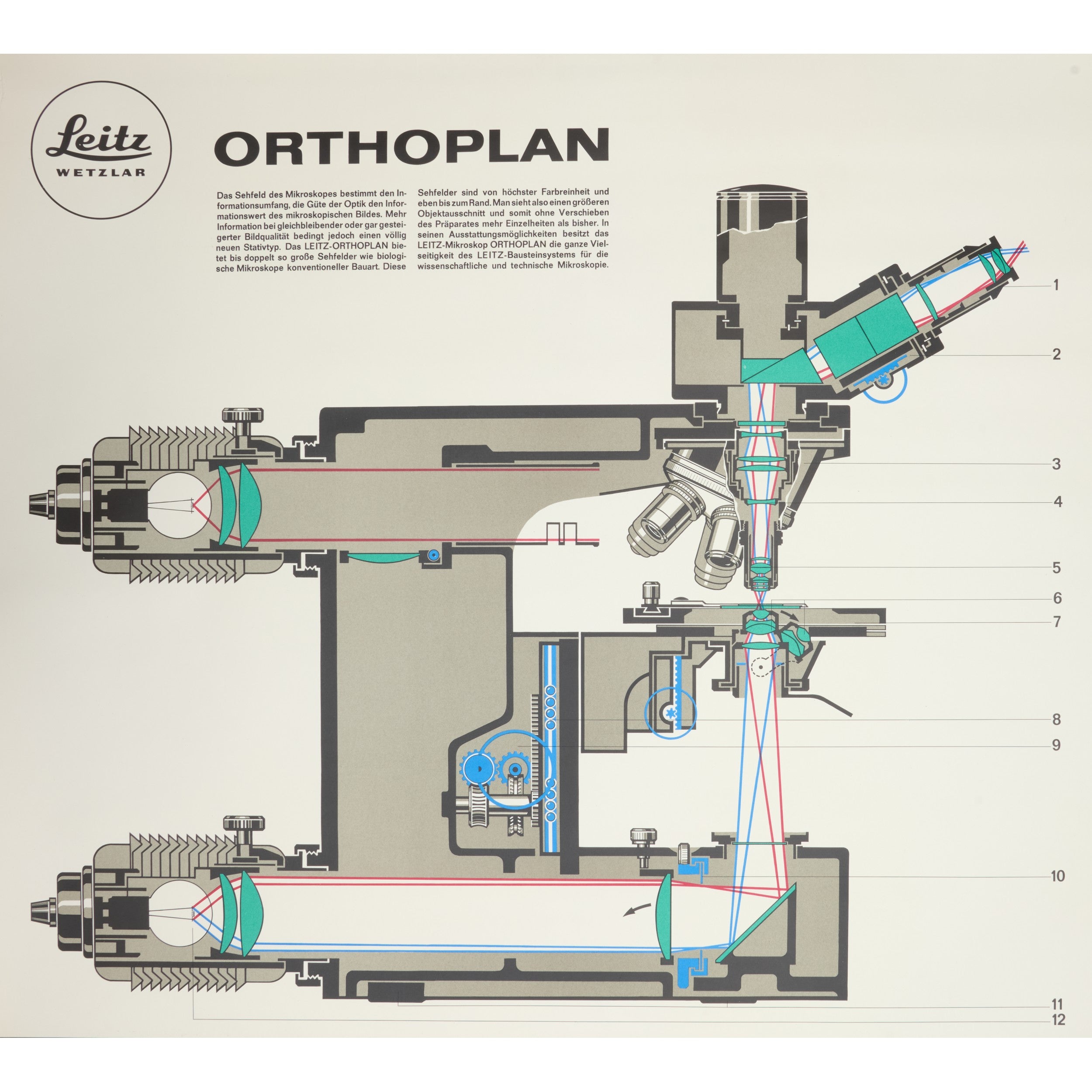 Leitz ORTHOPLAN Microscope Poster German 1967