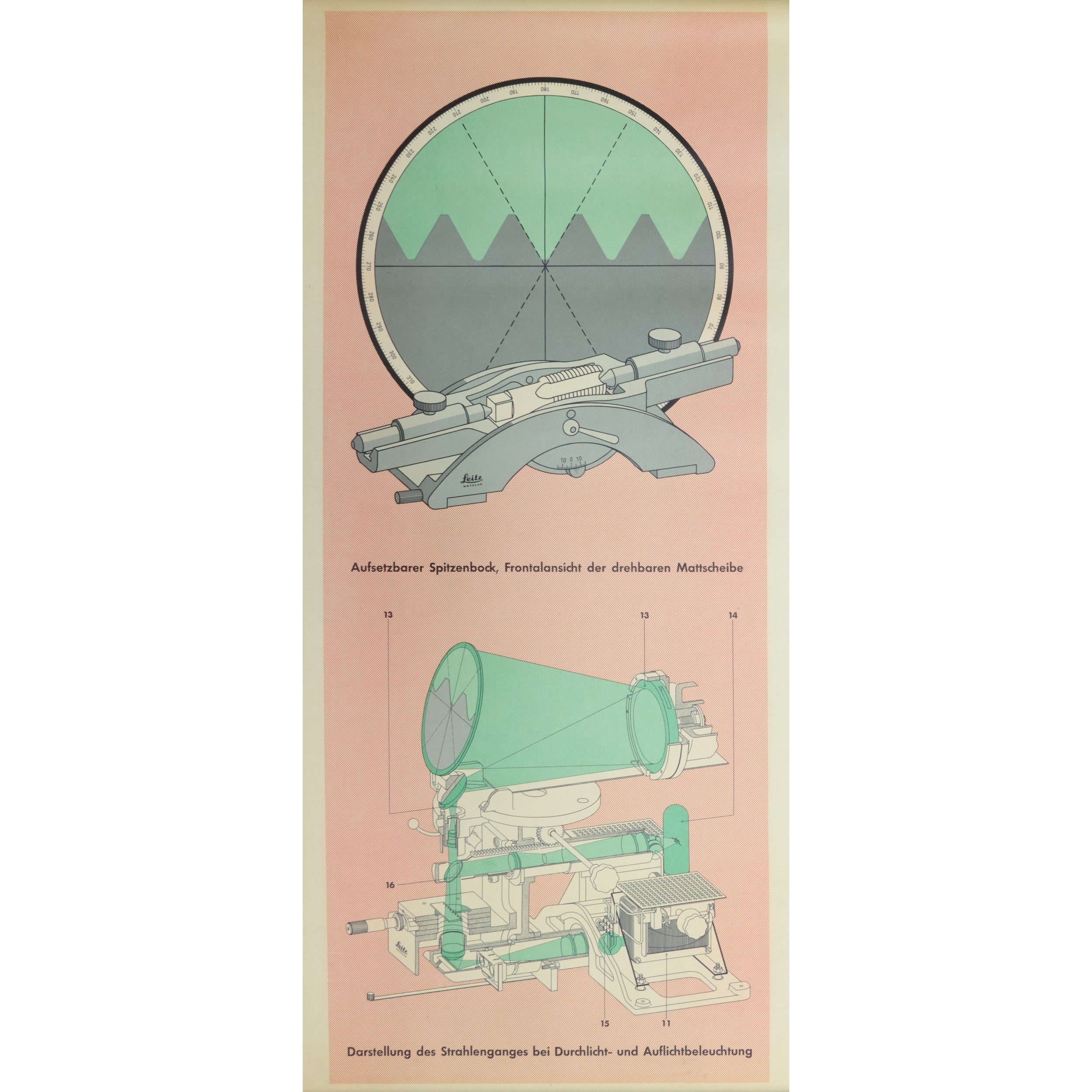 Leitz Tischprojektor TP 200 - Optical Bench Comparator Poster German 1961