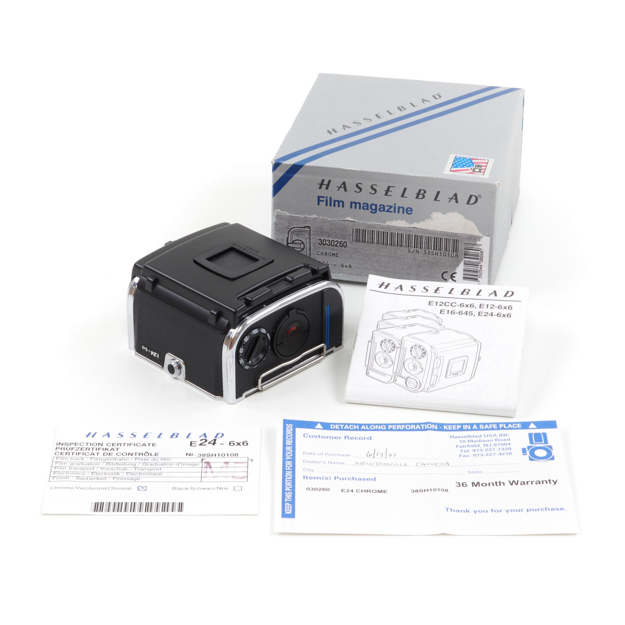 Hasselblad E24 Film Back Chrome + Box