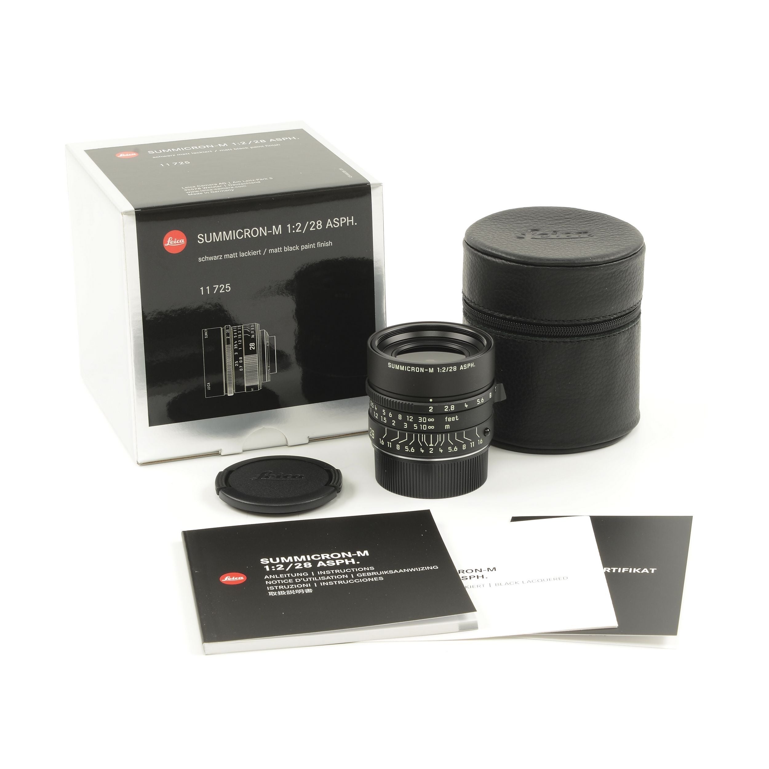 Leica 28mm f2 Summicron-M Matt Black Paint + Box
