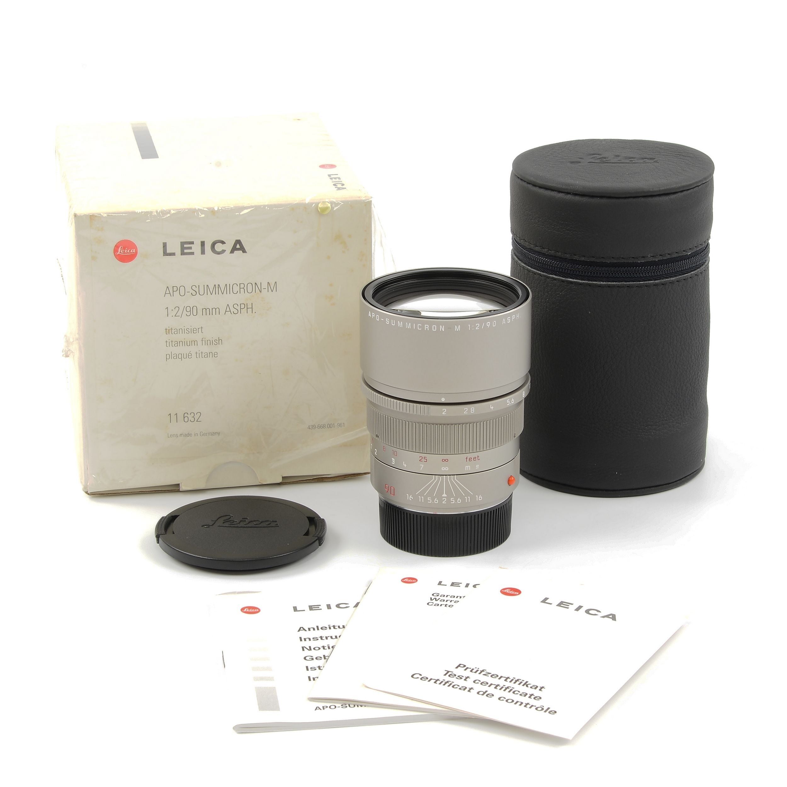 Leica 90mm f2 APO-Summicron-M ASPH Titanium + Box