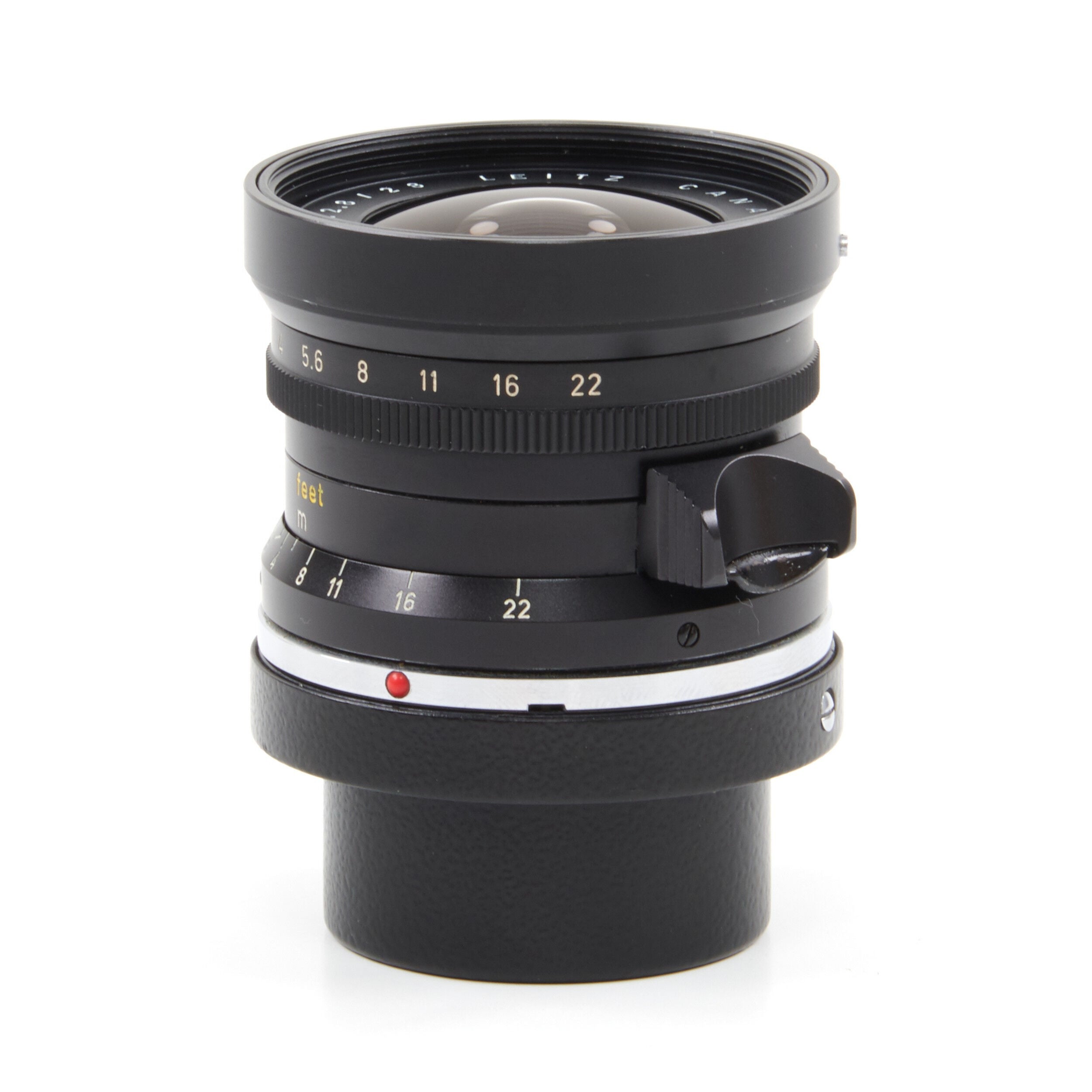 Leitz 28mm f2.8 Elmarit 9 Element Black Paint Stopper Canada + Hood