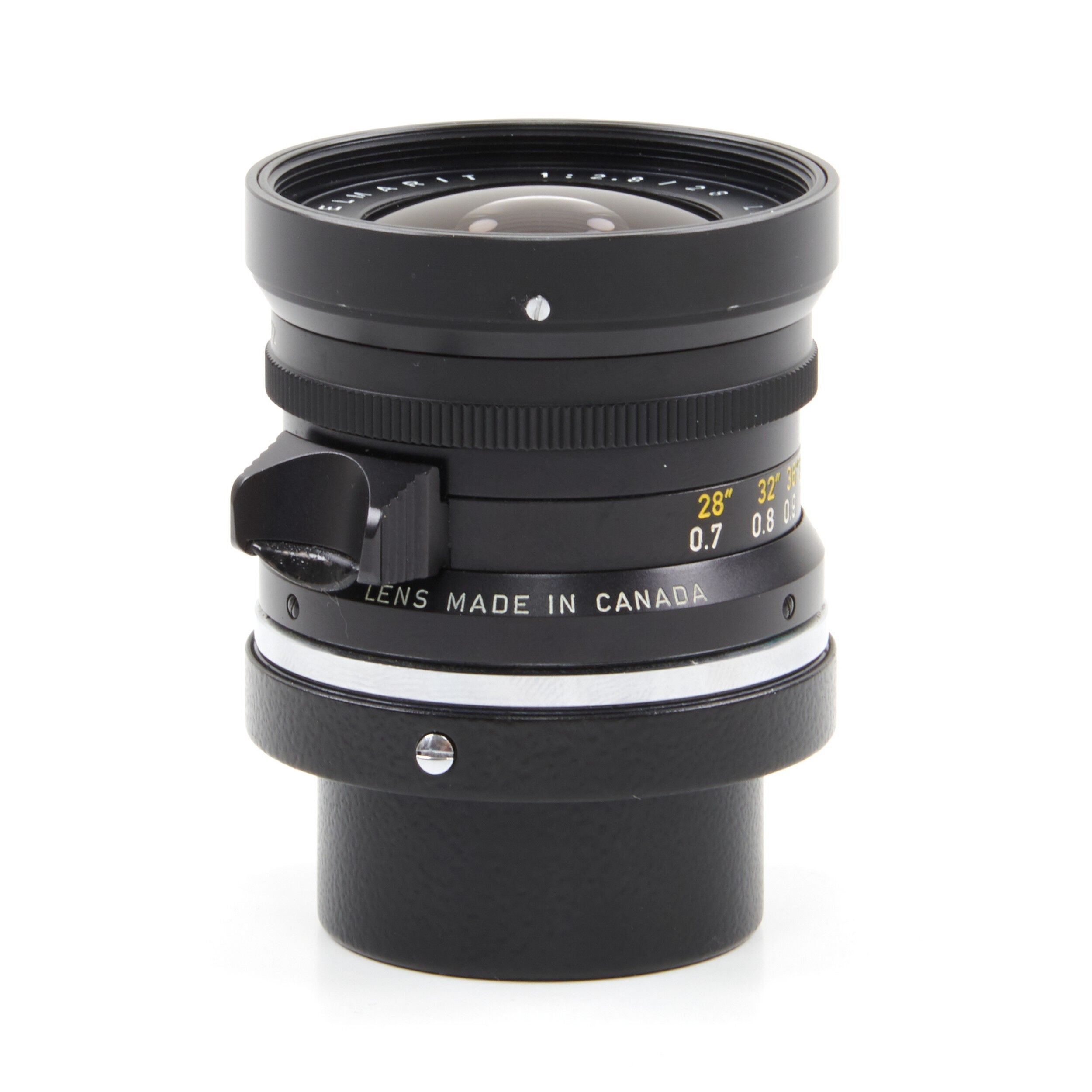 Leitz 28mm f2.8 Elmarit 9 Element Black Paint Stopper Canada + Hood