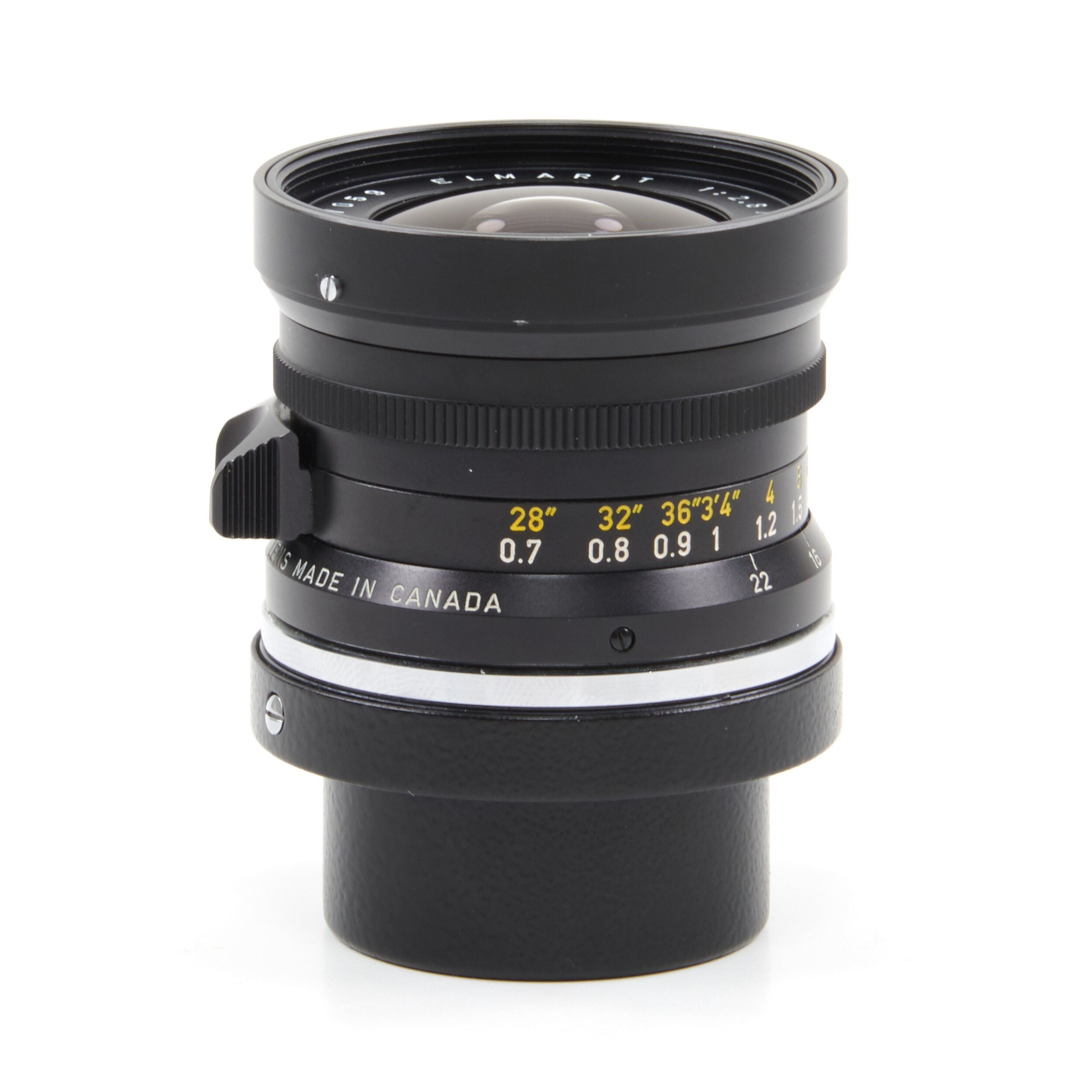 Leitz 28mm f2.8 Elmarit 9 Element Black Paint Stopper Canada + Hood