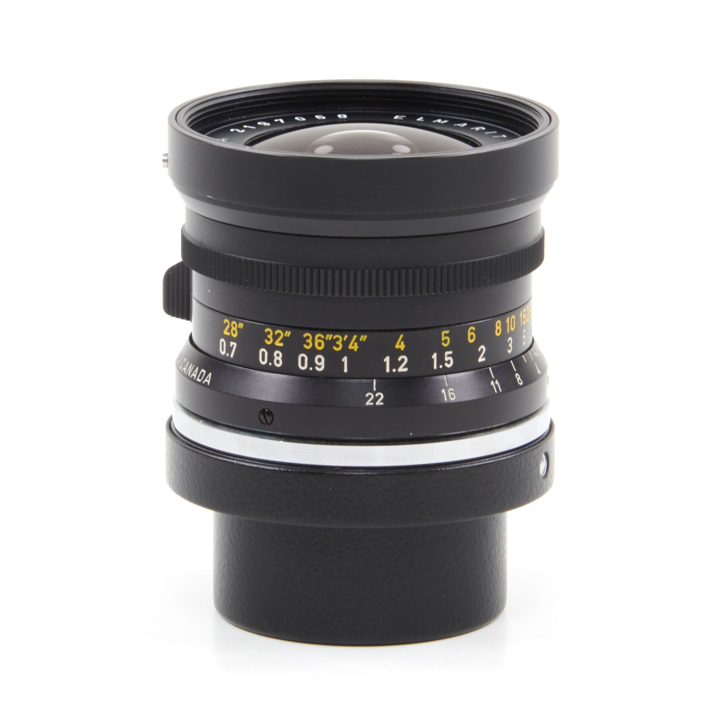 Leitz 28mm f2.8 Elmarit 9 Element Black Paint Stopper Canada + Hood