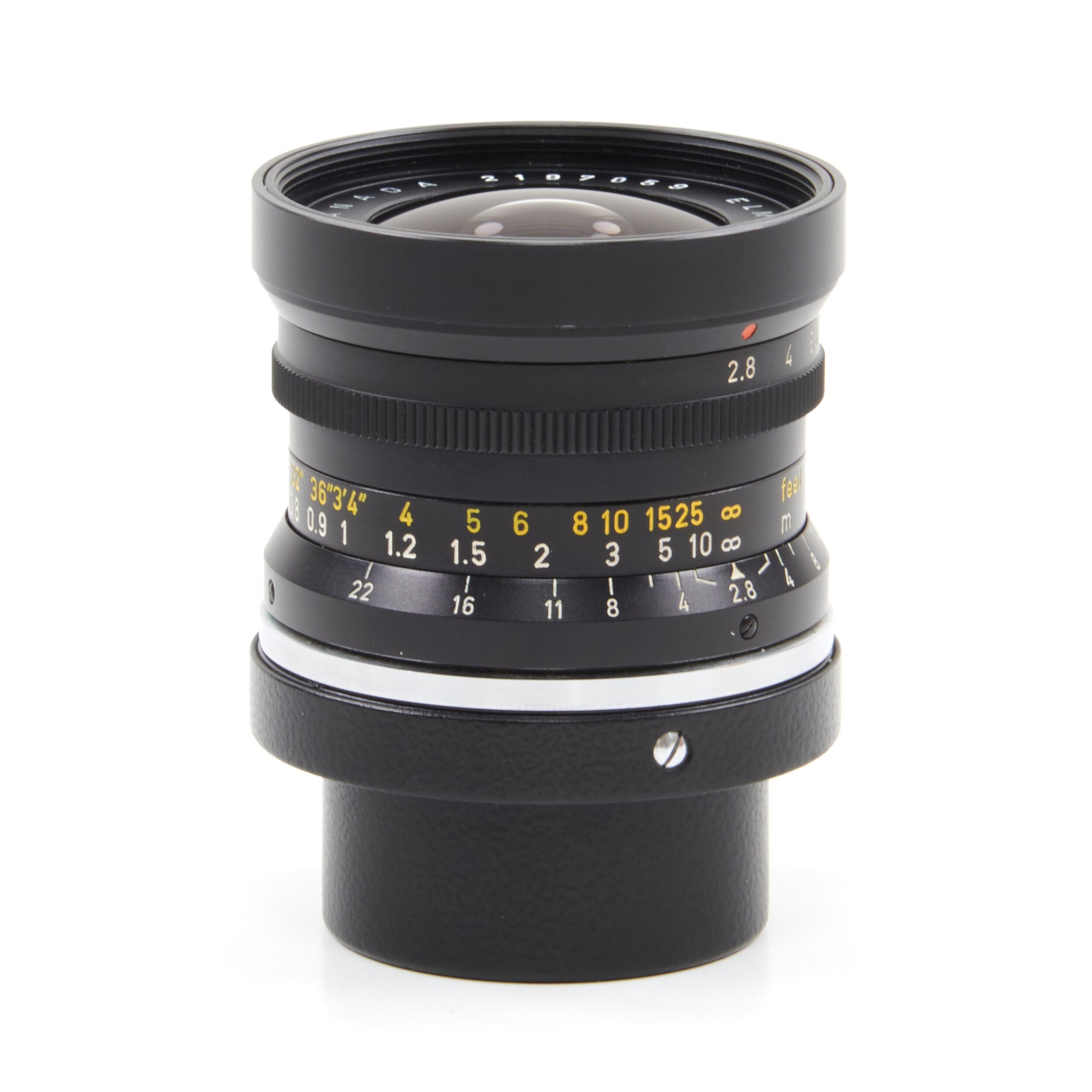 Leitz 28mm f2.8 Elmarit 9 Element Black Paint Stopper Canada + Hood