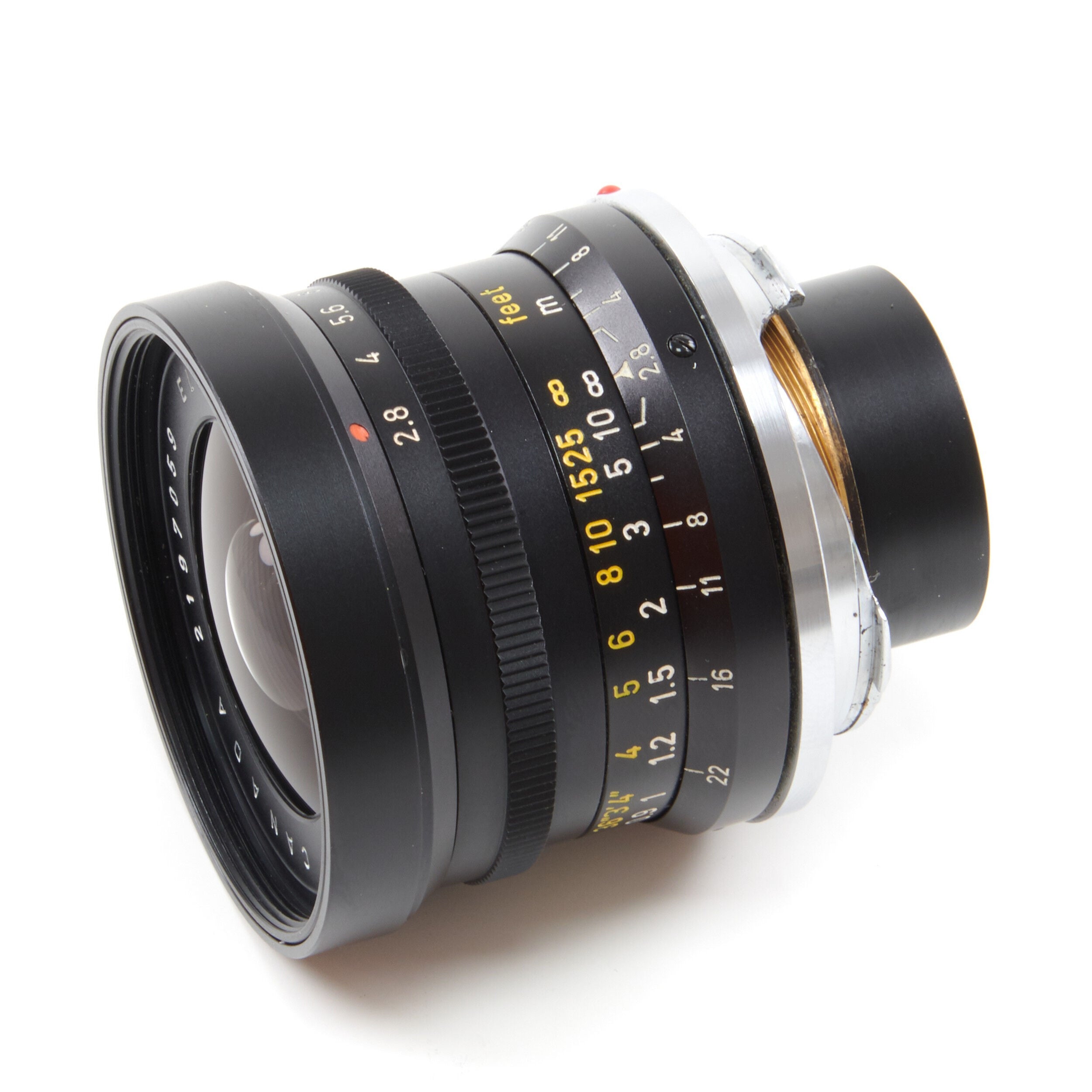 Leitz 28mm f2.8 Elmarit 9 Element Black Paint Stopper Canada + Hood