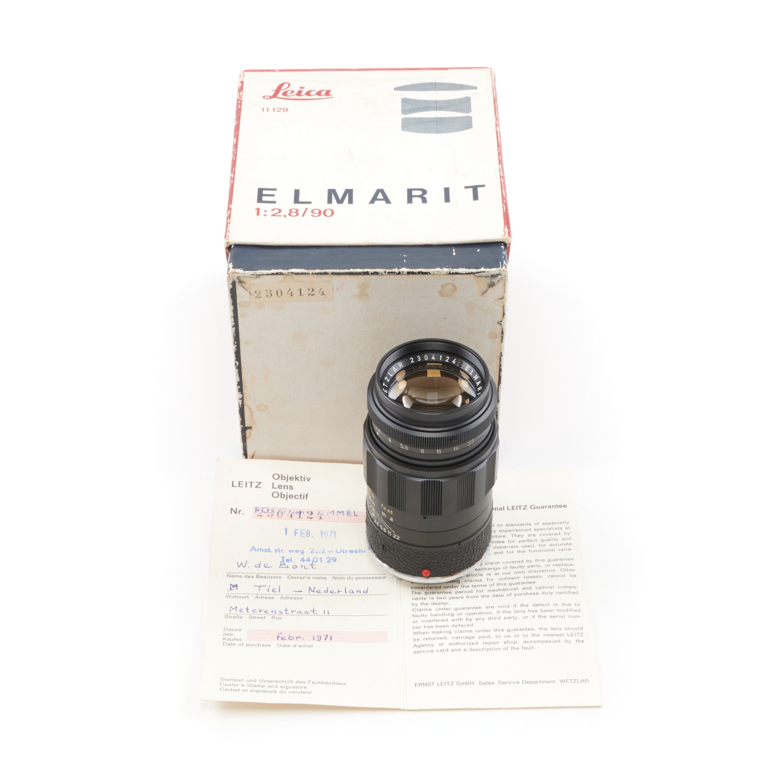 Leitz 90mm f2.8 Elmarit Black + Box
