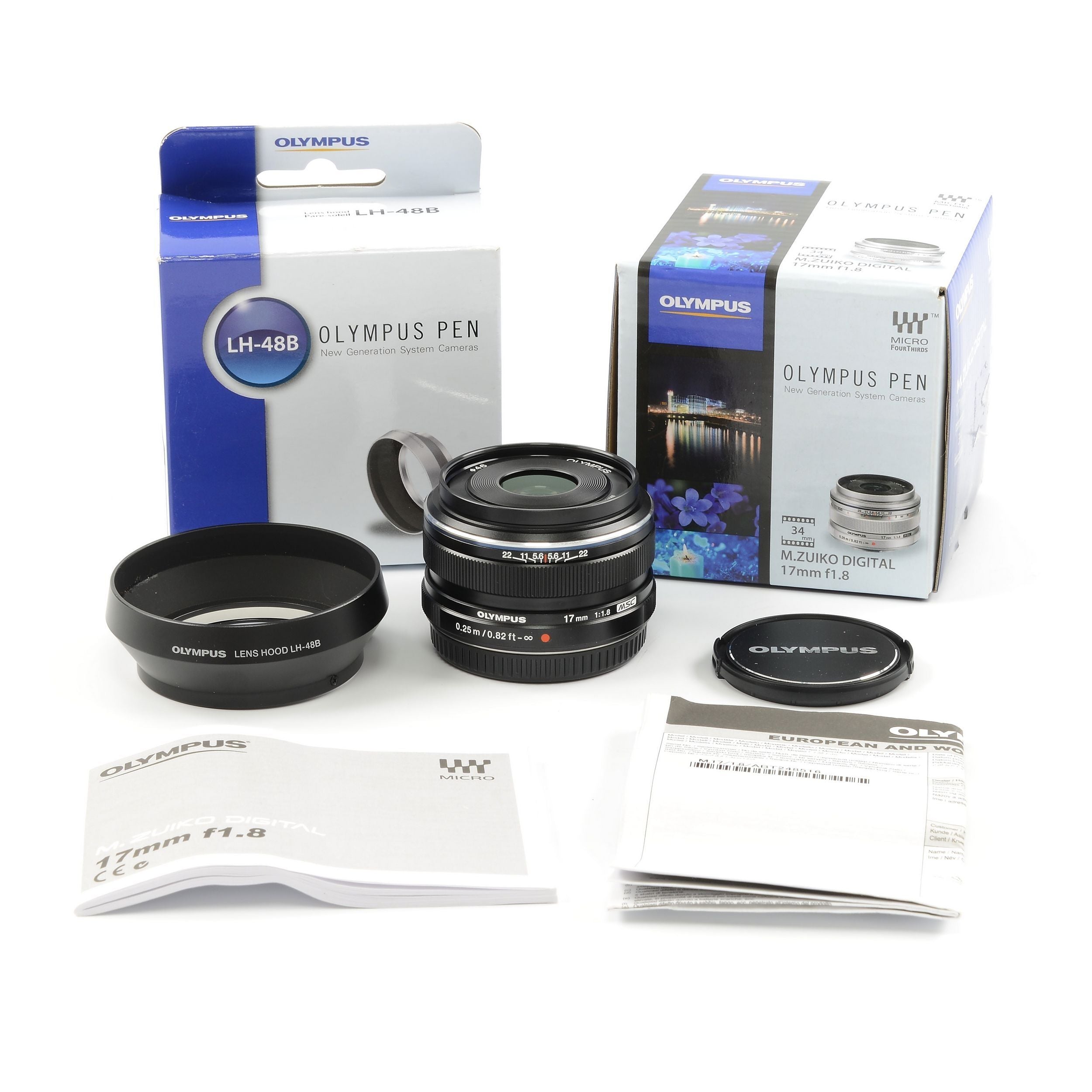 Olympus M. Zuiko Digital 17mm f1.8 MSC Lens Black + Box