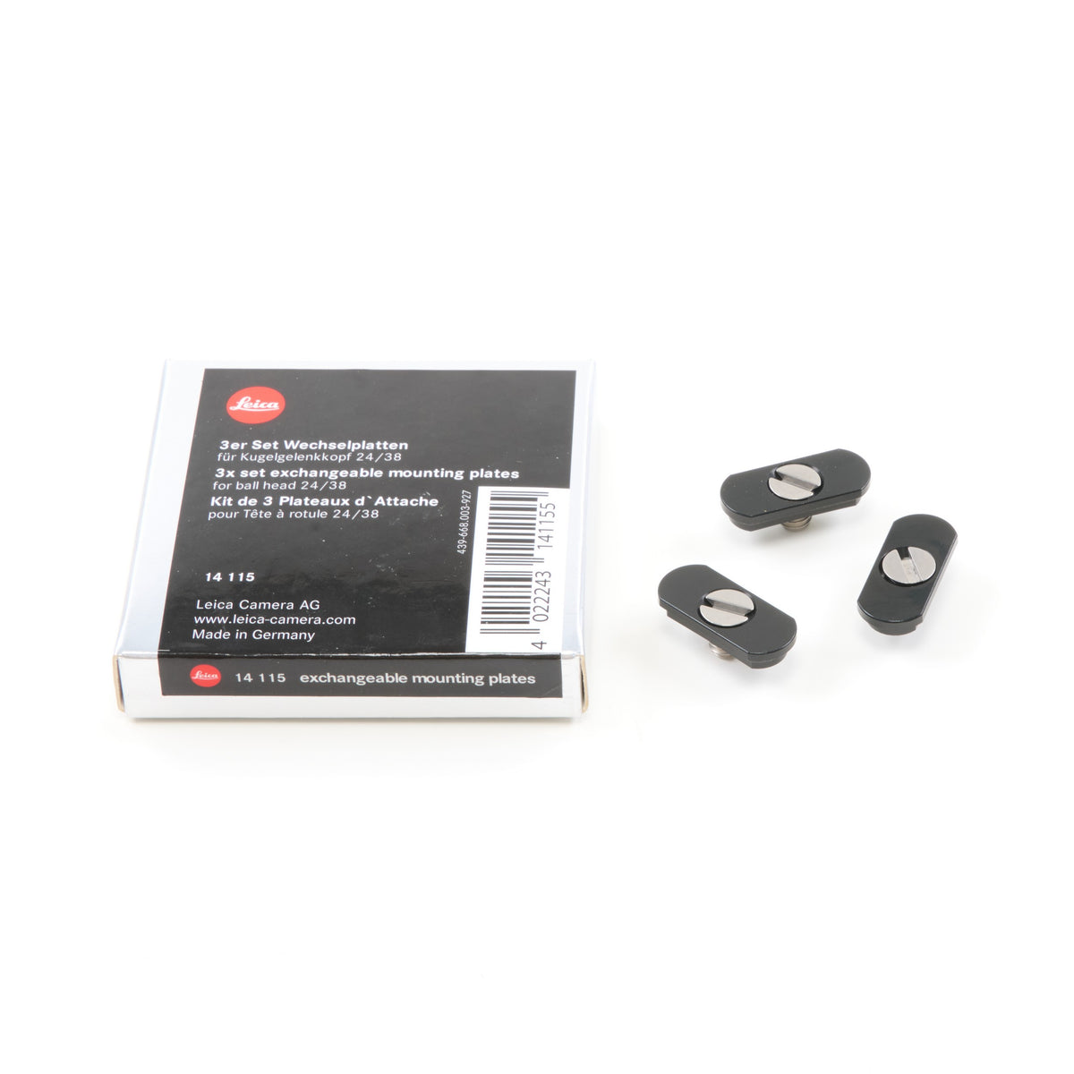 Leica 3x Set Exchangeable Mounting Plates For Ball Head 24 / 38 + Box