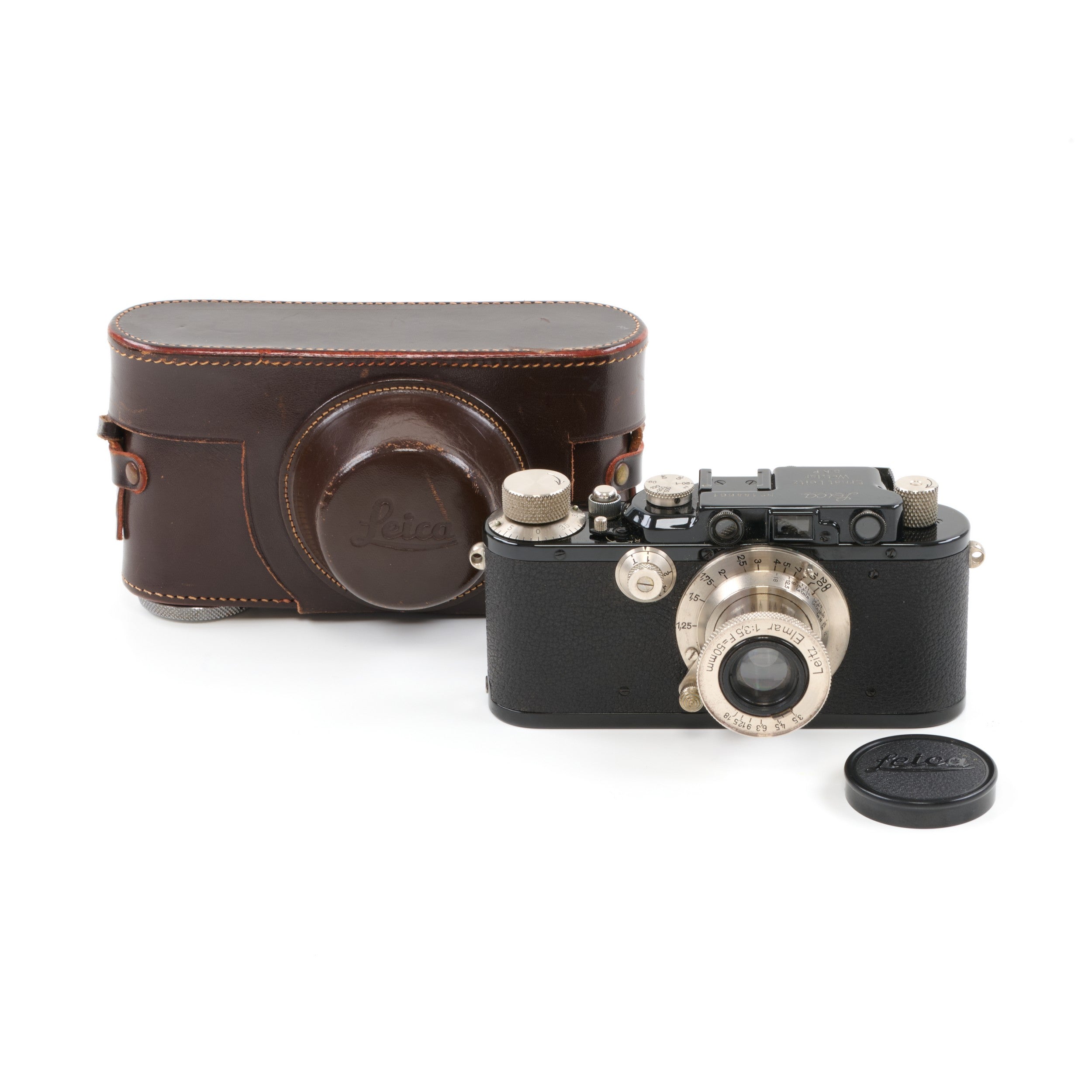 Leica Ⅲa 1936年　Elmar 50mm F3.5と純正キャップ　希少 Leica III + Leitz 50mm f3.5 Elmar Set Black Nickel