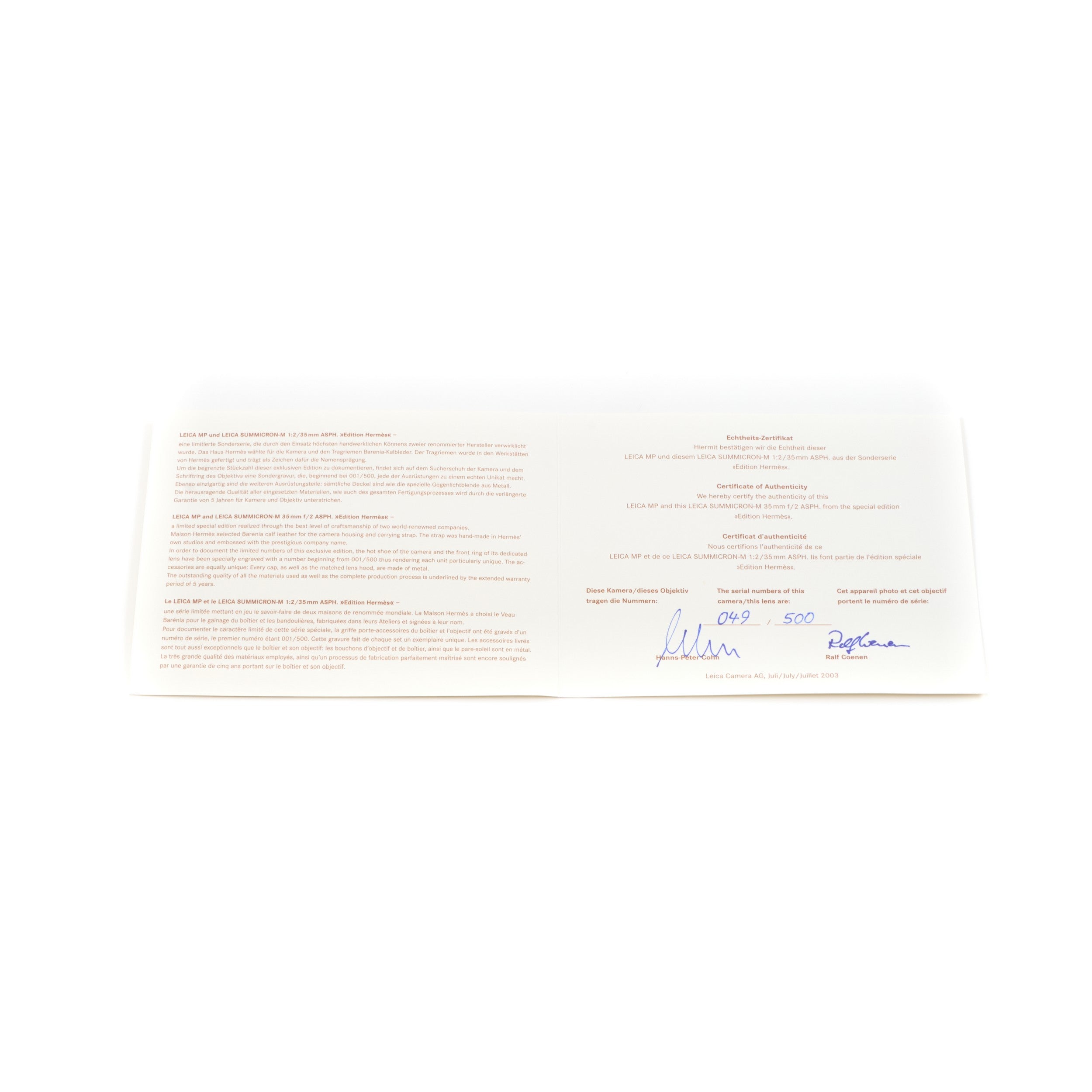 Leica MP Hermès Set + Box
