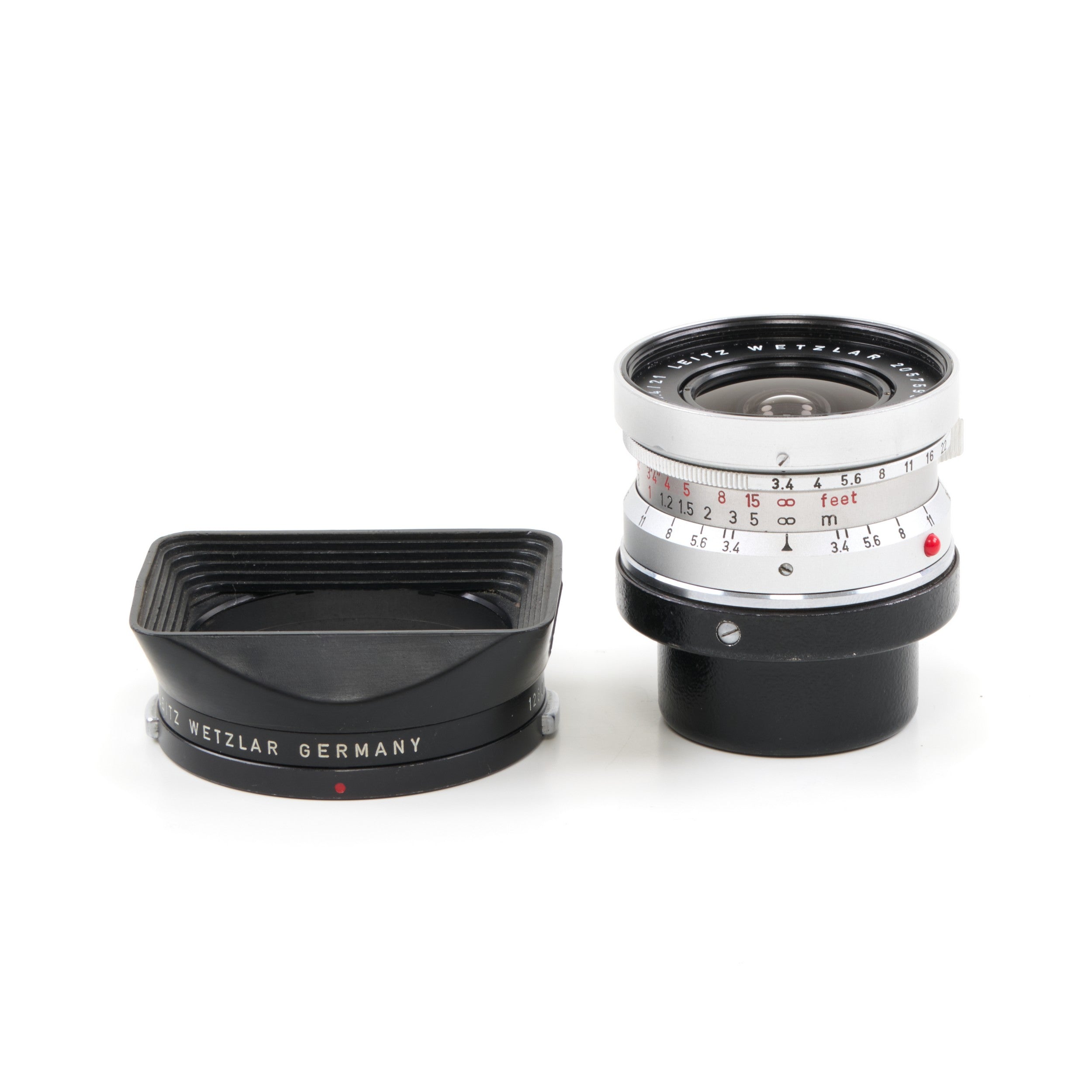 Leitz 21mm f3.4 Super-Angulon Silver + 12501 Hood
