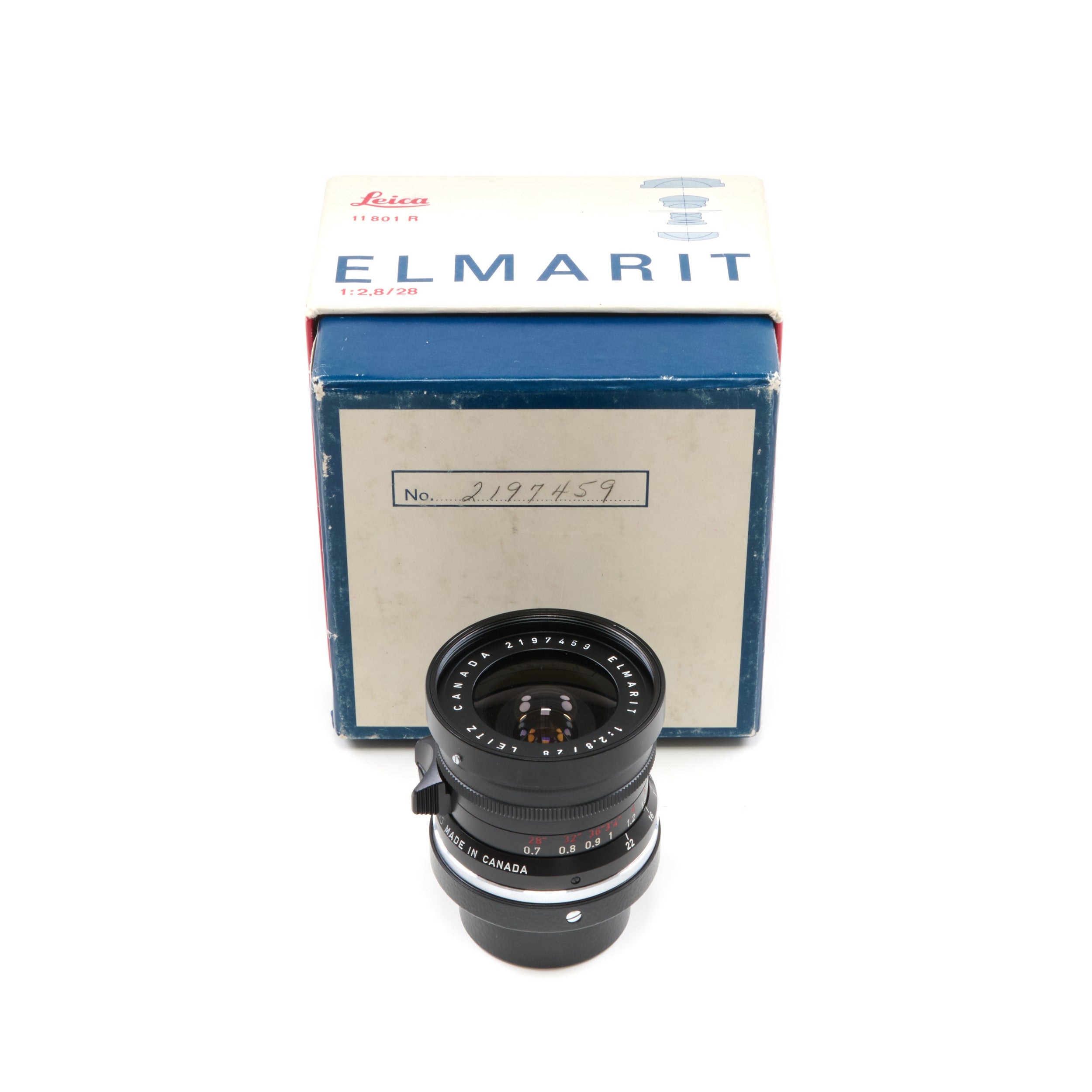 Leitz 28mm f2.8 Elmarit 9 Element Black Paint Stopper Canada + Hood + Box