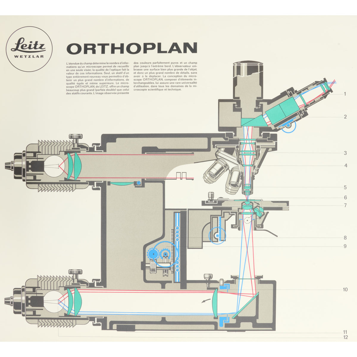 Leitz ORTHOPLAN Microscope Poster French 1970