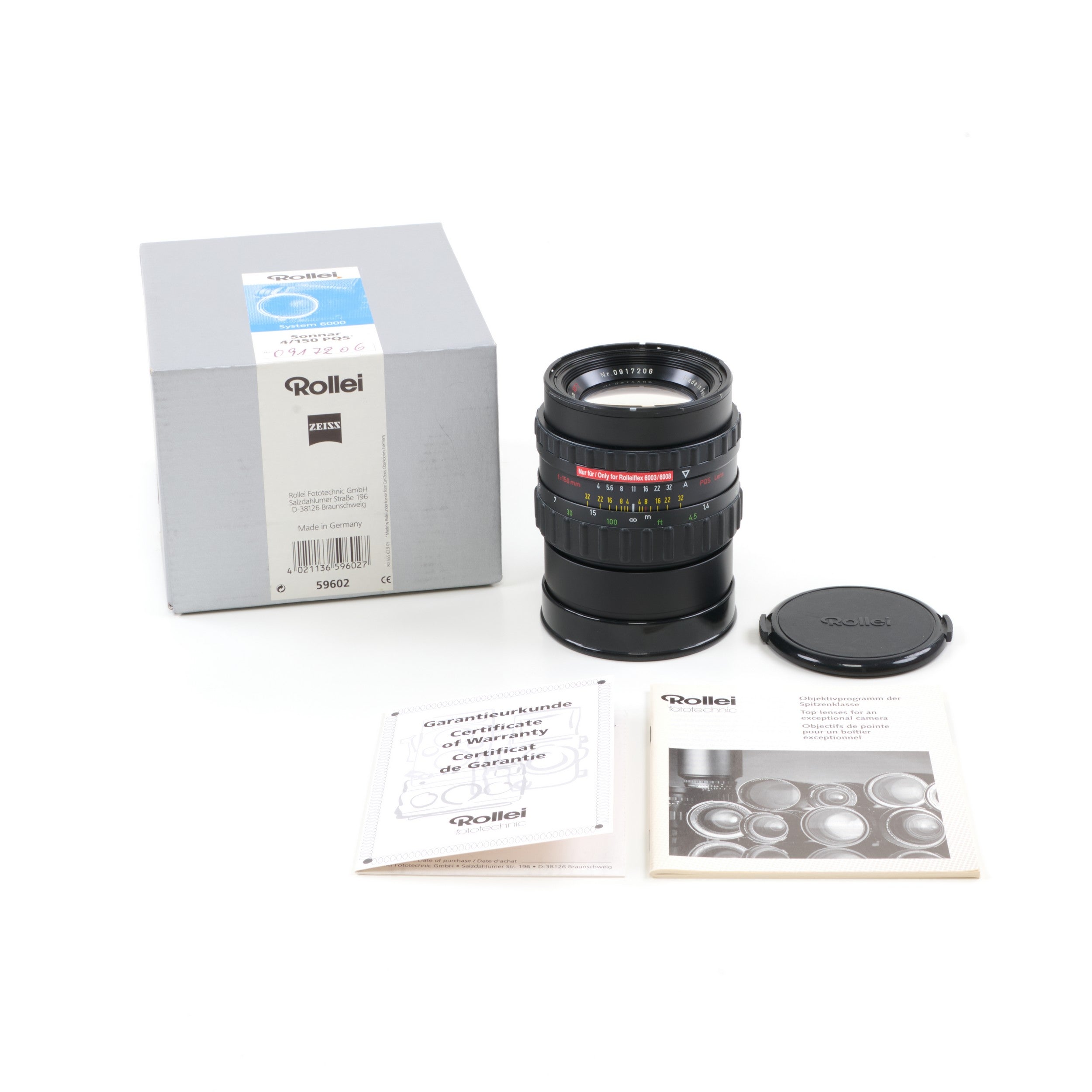 Rollei 150mm f4 Sonnar HFT PQS For Rollei 6003 / 6008 + Box