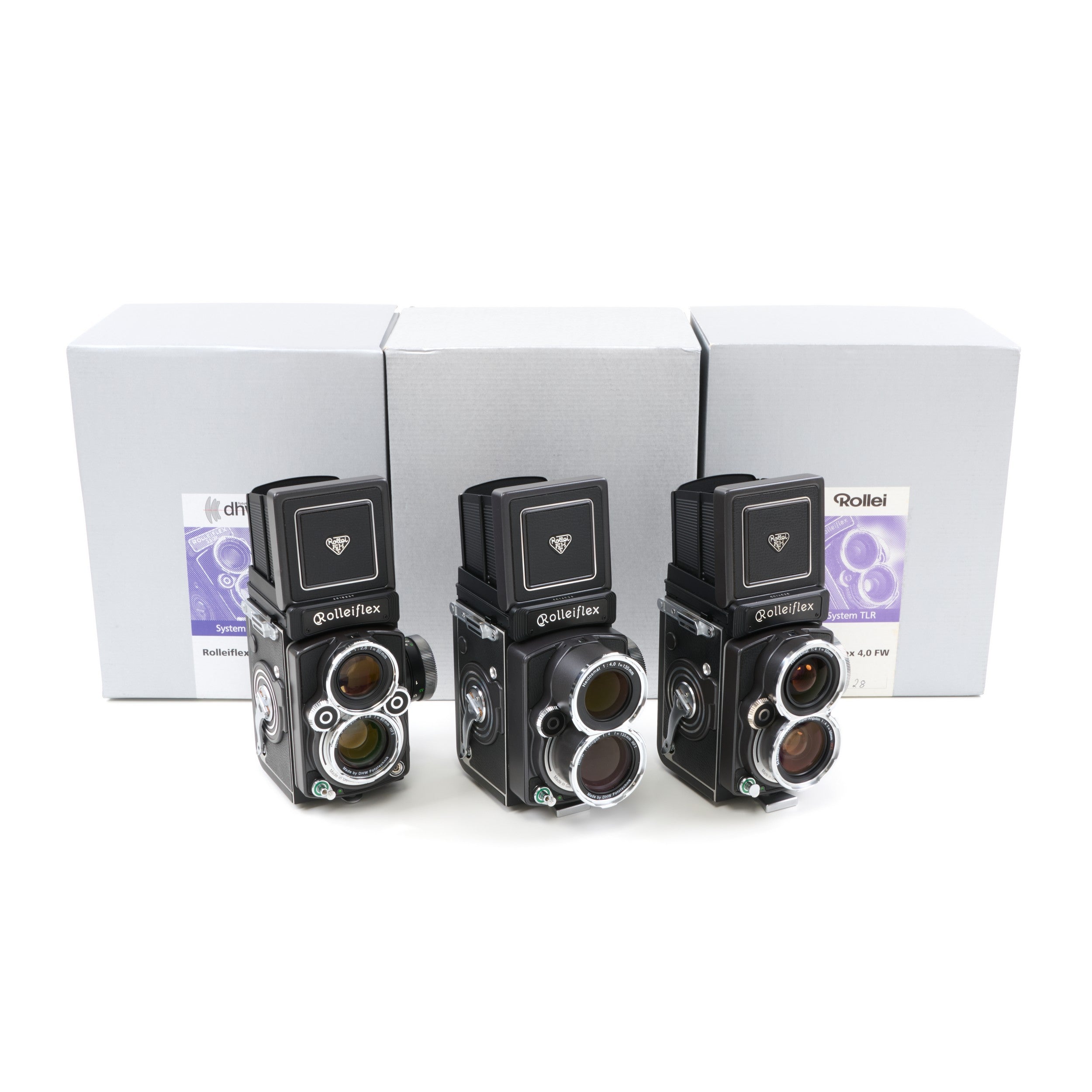 Rolleiflex 2.8 FX + 4.0 FT + 4.0 FW Black Edition Set + Box