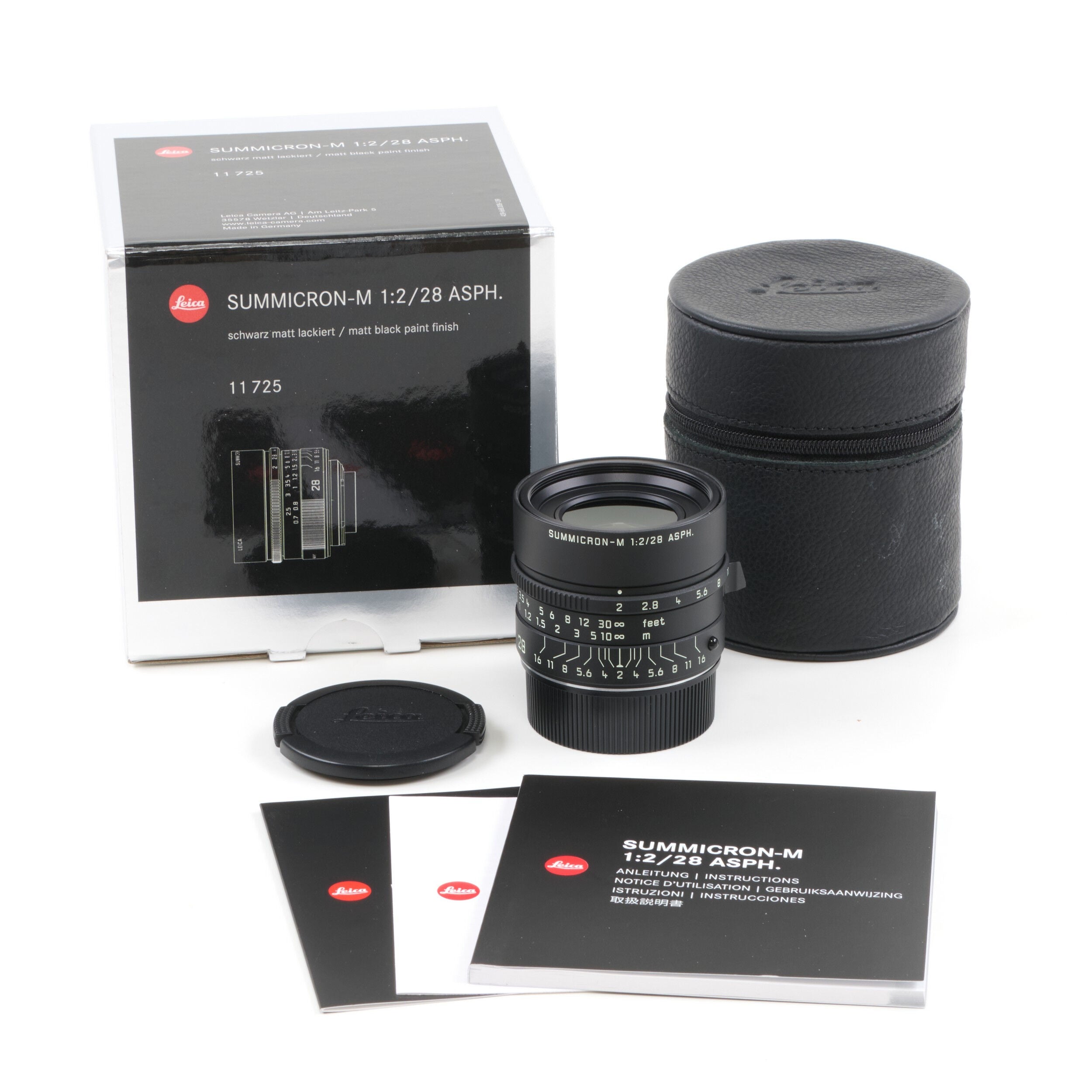 Leica 28mm f2 Summicron-M Matt Black Paint + Box