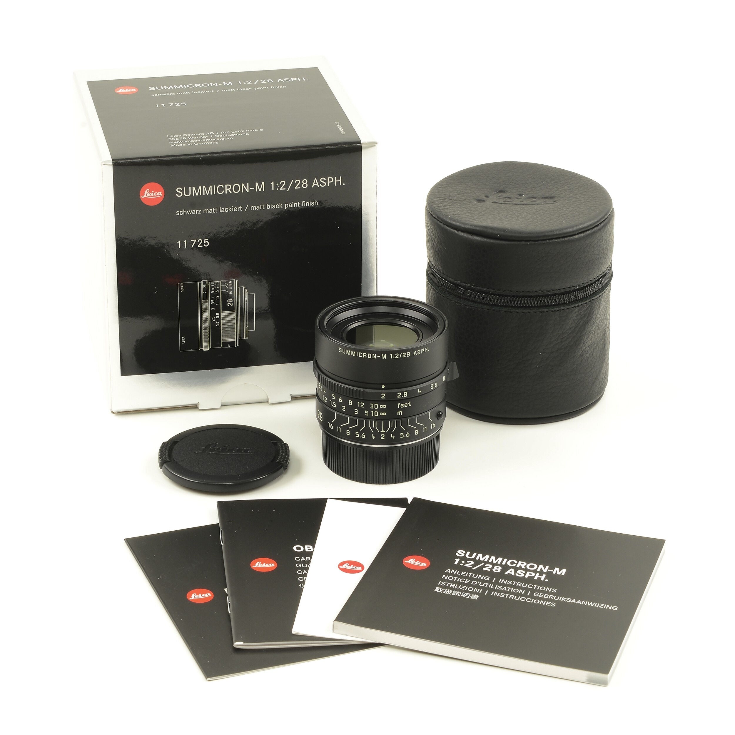 Leica 28mm f2 Summicron-M Matt Black Paint + Box